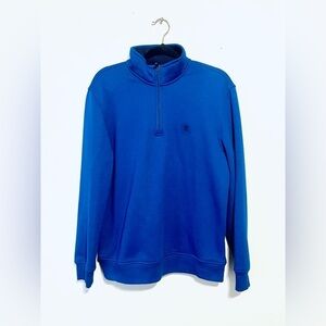 Izod Mens Sweatshirt Size Medium Blue Stretch 1/4 Zip Pullover Advantage Preform